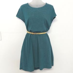 3 for $25- Gap T-Shirt Mini Dress, Green & Navy Blue Stripes, Size L
